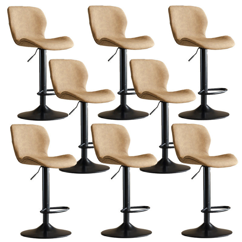 Contemporary Adjustable Height Stool Reception Leather Barstool Brown Black 8 Piece Set Clearhalo 'Bar Furniture' 'Bar Stools' 'bar_stools' 'furn' 'furn_bar_stools' 'Furniture' 'Kitchen & Dining Furniture' 5883889