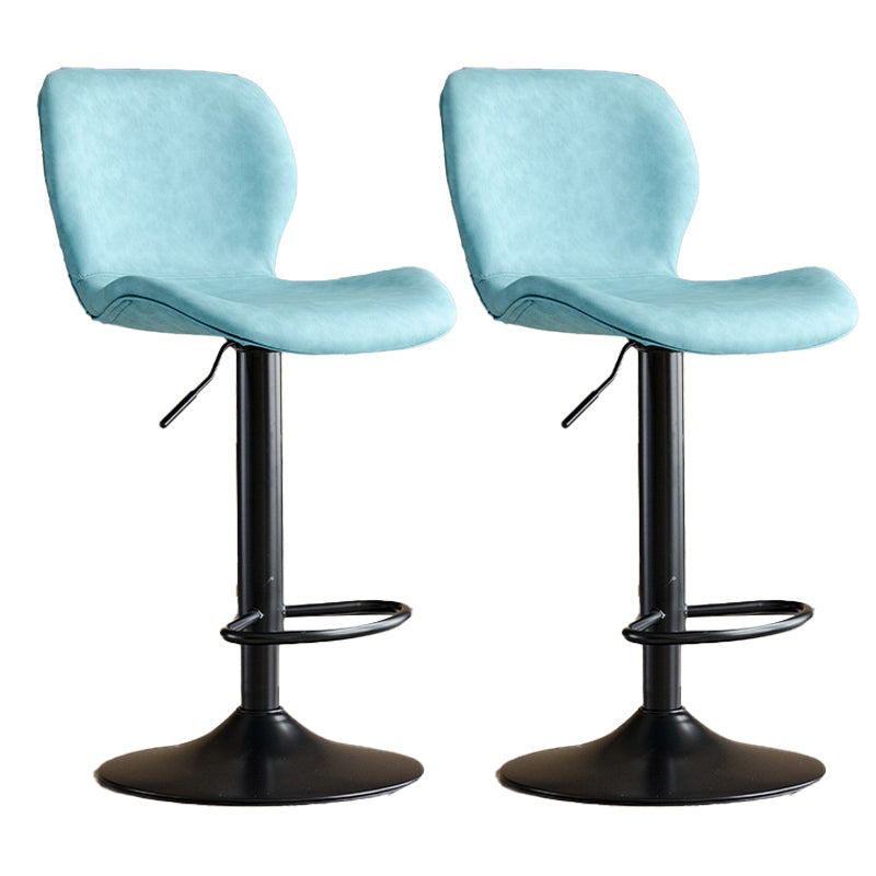 Contemporary Adjustable Height Stool Reception Leather Barstool Blue Black 2 Piece Set Clearhalo 'Bar Furniture' 'Bar Stools' 'bar_stools' 'furn' 'furn_bar_stools' 'Furniture' 'Kitchen & Dining Furniture' 5883890