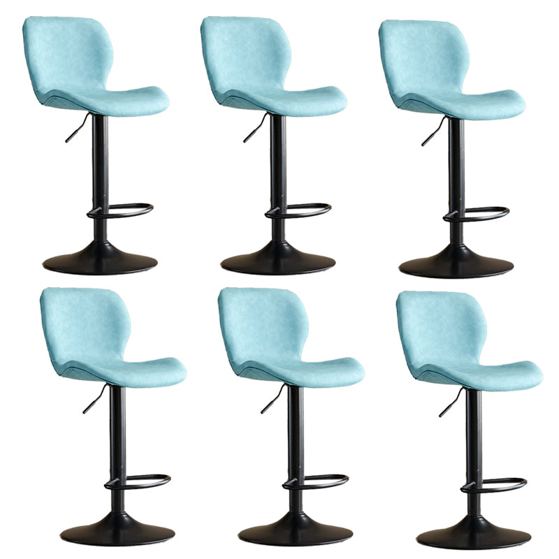 Contemporary Adjustable Height Stool Reception Leather Barstool Blue Black 6 Piece Set Clearhalo 'Bar Furniture' 'Bar Stools' 'bar_stools' 'furn' 'furn_bar_stools' 'Furniture' 'Kitchen & Dining Furniture' 5883892