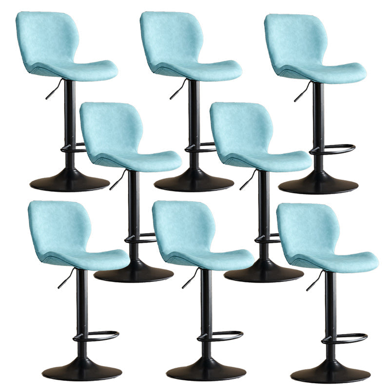 Contemporary Adjustable Height Stool Reception Leather Barstool Blue Black 8 Piece Set Clearhalo 'Bar Furniture' 'Bar Stools' 'bar_stools' 'furn' 'furn_bar_stools' 'Furniture' 'Kitchen & Dining Furniture' 5883893