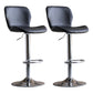 Contemporary Adjustable Height Stool Reception Leather Barstool Black Silver 2 Piece Set Clearhalo 'Bar Furniture' 'Bar Stools' 'bar_stools' 'furn' 'furn_bar_stools' 'Furniture' 'Kitchen & Dining Furniture' 5883895