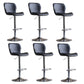Contemporary Adjustable Height Stool Reception Leather Barstool Black Silver 6 Piece Set Clearhalo 'Bar Furniture' 'Bar Stools' 'bar_stools' 'furn' 'furn_bar_stools' 'Furniture' 'Kitchen & Dining Furniture' 5883897