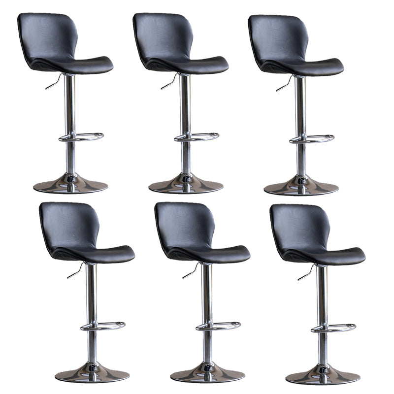 Contemporary Adjustable Height Stool Reception Leather Barstool Black Silver 6 Piece Set Clearhalo 'Bar Furniture' 'Bar Stools' 'bar_stools' 'furn' 'furn_bar_stools' 'Furniture' 'Kitchen & Dining Furniture' 5883897