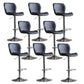 Contemporary Adjustable Height Stool Reception Leather Barstool Black Silver 8 Piece Set Clearhalo 'Bar Furniture' 'Bar Stools' 'bar_stools' 'furn' 'furn_bar_stools' 'Furniture' 'Kitchen & Dining Furniture' 5883898