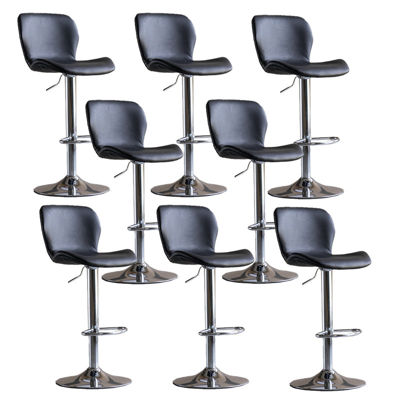 Contemporary Adjustable Height Stool Reception Leather Barstool Black Silver 8 Piece Set Clearhalo 'Bar Furniture' 'Bar Stools' 'bar_stools' 'furn' 'furn_bar_stools' 'Furniture' 'Kitchen & Dining Furniture' 5883898