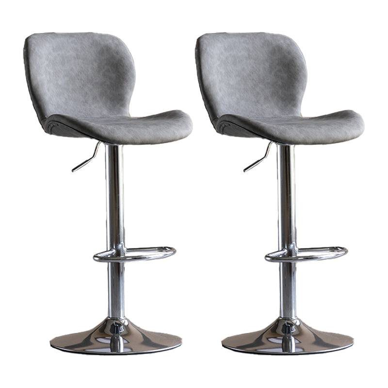Contemporary Adjustable Height Stool Reception Leather Barstool Grey Silver 2 Piece Set Clearhalo 'Bar Furniture' 'Bar Stools' 'bar_stools' 'furn' 'furn_bar_stools' 'Furniture' 'Kitchen & Dining Furniture' 5883899