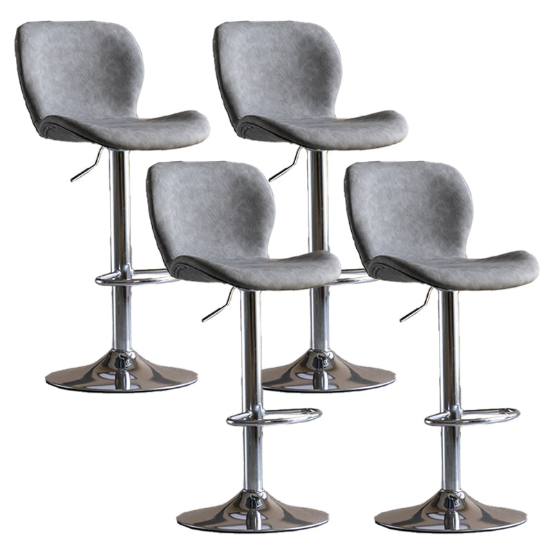 Contemporary Adjustable Height Stool Reception Leather Barstool Grey Silver 4 Piece Set Clearhalo 'Bar Furniture' 'Bar Stools' 'bar_stools' 'furn' 'furn_bar_stools' 'Furniture' 'Kitchen & Dining Furniture' 5883900