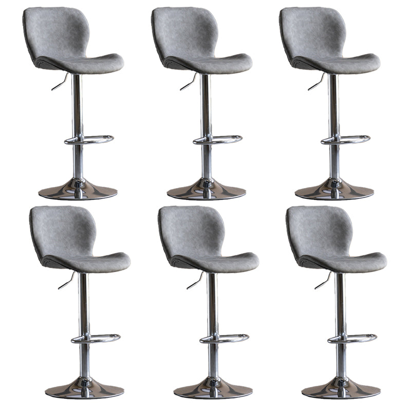 Contemporary Adjustable Height Stool Reception Leather Barstool Grey Silver 6 Piece Set Clearhalo 'Bar Furniture' 'Bar Stools' 'bar_stools' 'furn' 'furn_bar_stools' 'Furniture' 'Kitchen & Dining Furniture' 5883901