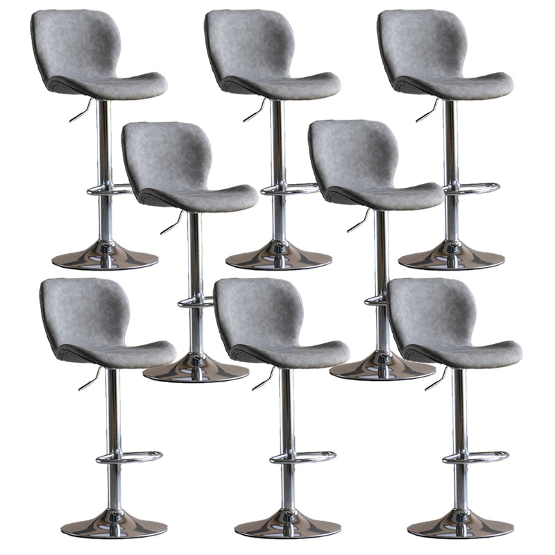 Contemporary Adjustable Height Stool Reception Leather Barstool Grey Silver 8 Piece Set Clearhalo 'Bar Furniture' 'Bar Stools' 'bar_stools' 'furn' 'furn_bar_stools' 'Furniture' 'Kitchen & Dining Furniture' 5883902