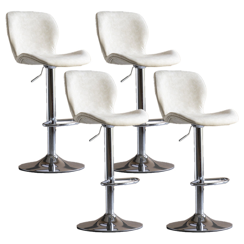 Contemporary Adjustable Height Stool Reception Leather Barstool White Silver 4 Piece Set Clearhalo 'Bar Furniture' 'Bar Stools' 'bar_stools' 'furn' 'furn_bar_stools' 'Furniture' 'Kitchen & Dining Furniture' 5883904