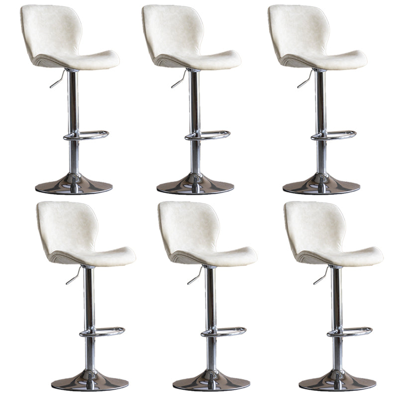 Contemporary Adjustable Height Stool Reception Leather Barstool White Silver 6 Piece Set Clearhalo 'Bar Furniture' 'Bar Stools' 'bar_stools' 'furn' 'furn_bar_stools' 'Furniture' 'Kitchen & Dining Furniture' 5883905