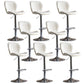 Contemporary Adjustable Height Stool Reception Leather Barstool White Silver 8 Piece Set Clearhalo 'Bar Furniture' 'Bar Stools' 'bar_stools' 'furn' 'furn_bar_stools' 'Furniture' 'Kitchen & Dining Furniture' 5883906