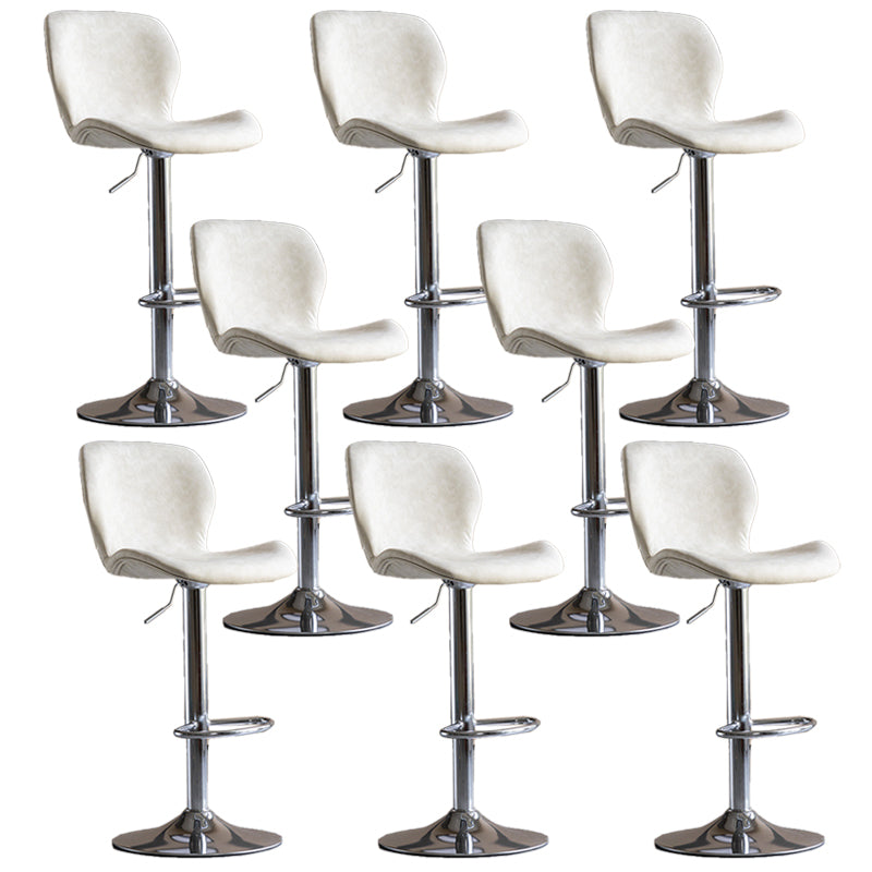 Contemporary Adjustable Height Stool Reception Leather Barstool White Silver 8 Piece Set Clearhalo 'Bar Furniture' 'Bar Stools' 'bar_stools' 'furn' 'furn_bar_stools' 'Furniture' 'Kitchen & Dining Furniture' 5883906