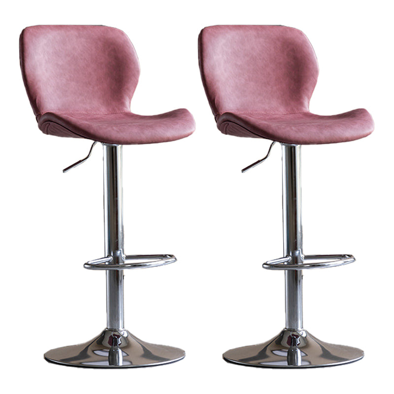 Contemporary Adjustable Height Stool Reception Leather Barstool Pink Silver 2 Piece Set Clearhalo 'Bar Furniture' 'Bar Stools' 'bar_stools' 'furn' 'furn_bar_stools' 'Furniture' 'Kitchen & Dining Furniture' 5883907