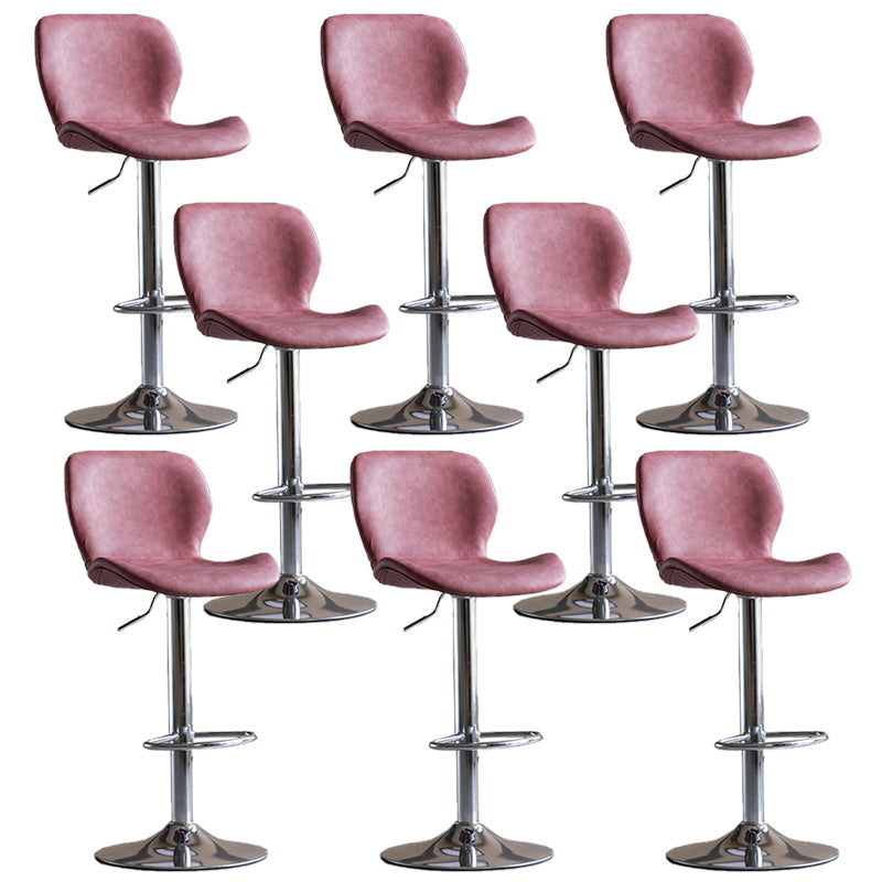 Contemporary Adjustable Height Stool Reception Leather Barstool Pink Silver 8 Piece Set Clearhalo 'Bar Furniture' 'Bar Stools' 'bar_stools' 'furn' 'furn_bar_stools' 'Furniture' 'Kitchen & Dining Furniture' 5883910