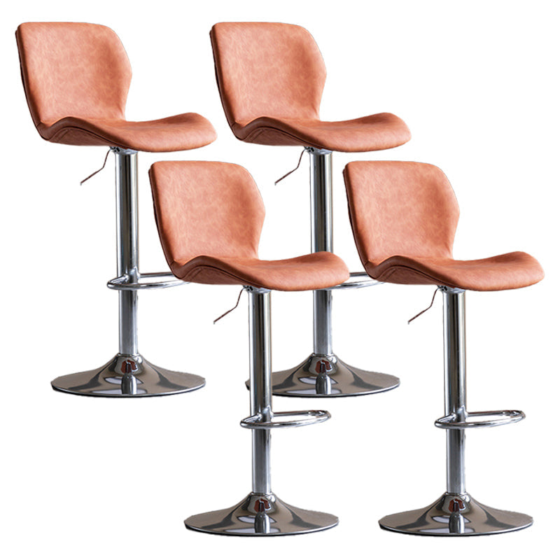 Contemporary Adjustable Height Stool Reception Leather Barstool Orange Silver 4 Piece Set Clearhalo 'Bar Furniture' 'Bar Stools' 'bar_stools' 'furn' 'furn_bar_stools' 'Furniture' 'Kitchen & Dining Furniture' 5883912