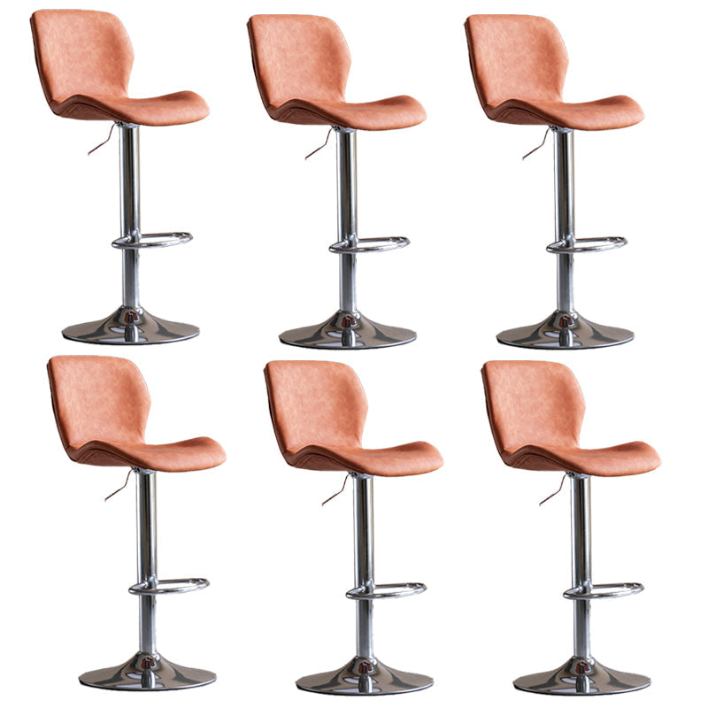 Contemporary Adjustable Height Stool Reception Leather Barstool Orange Silver 6 Piece Set Clearhalo 'Bar Furniture' 'Bar Stools' 'bar_stools' 'furn' 'furn_bar_stools' 'Furniture' 'Kitchen & Dining Furniture' 5883913