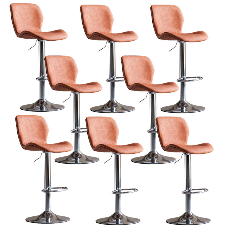 Contemporary Adjustable Height Stool Reception Leather Barstool Orange Silver 8 Piece Set Clearhalo 'Bar Furniture' 'Bar Stools' 'bar_stools' 'furn' 'furn_bar_stools' 'Furniture' 'Kitchen & Dining Furniture' 5883914
