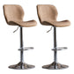 Contemporary Adjustable Height Stool Reception Leather Barstool Brown Silver 2 Piece Set Clearhalo 'Bar Furniture' 'Bar Stools' 'bar_stools' 'furn' 'furn_bar_stools' 'Furniture' 'Kitchen & Dining Furniture' 5883916