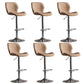 Contemporary Adjustable Height Stool Reception Leather Barstool Brown Silver 6 Piece Set Clearhalo 'Bar Furniture' 'Bar Stools' 'bar_stools' 'furn' 'furn_bar_stools' 'Furniture' 'Kitchen & Dining Furniture' 5883918