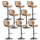 Contemporary Adjustable Height Stool Reception Leather Barstool Brown Silver 8 Piece Set Clearhalo 'Bar Furniture' 'Bar Stools' 'bar_stools' 'furn' 'furn_bar_stools' 'Furniture' 'Kitchen & Dining Furniture' 5883919
