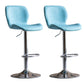 Contemporary Adjustable Height Stool Reception Leather Barstool Blue Silver 2 Piece Set Clearhalo 'Bar Furniture' 'Bar Stools' 'bar_stools' 'furn' 'furn_bar_stools' 'Furniture' 'Kitchen & Dining Furniture' 5883921