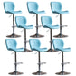 Contemporary Adjustable Height Stool Reception Leather Barstool Blue Silver 8 Piece Set Clearhalo 'Bar Furniture' 'Bar Stools' 'bar_stools' 'furn' 'furn_bar_stools' 'Furniture' 'Kitchen & Dining Furniture' 5883924