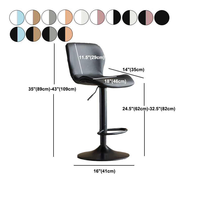 Contemporary Adjustable Height Stool Reception Leather Barstool Clearhalo 'Bar Furniture' 'Bar Stools' 'bar_stools' 'furn' 'furn_bar_stools' 'Furniture' 'Kitchen & Dining Furniture' 5883925