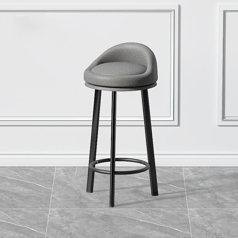 Contemporary Swivel Barstool Matte Finish Upholstered Bar Stools Dark Gray Black 1 Piece Clearhalo 'Bar Furniture' 'Bar Stools' 'bar_stools' 'furn' 'furn_bar_stools' 'Furniture' 'Kitchen & Dining Furniture' 5883927
