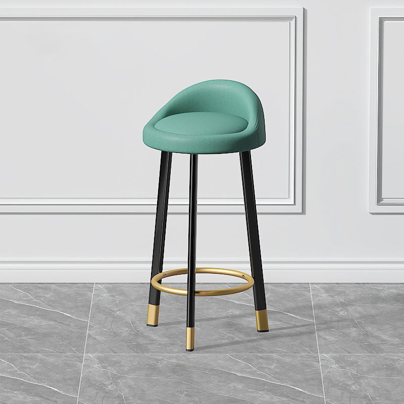 Contemporary Swivel Barstool Matte Finish Upholstered Bar Stools Blue Black Gold 1 Piece Clearhalo 'Bar Furniture' 'Bar Stools' 'bar_stools' 'furn' 'furn_bar_stools' 'Furniture' 'Kitchen & Dining Furniture' 5883933