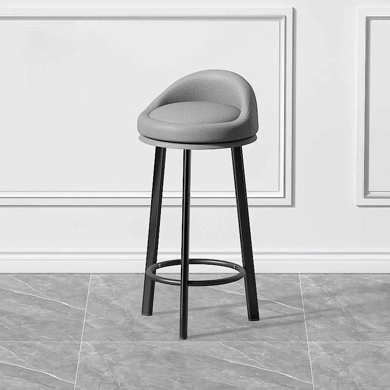 Contemporary Swivel Barstool Matte Finish Upholstered Bar Stools Light Gray Black 1 Piece Clearhalo 'Bar Furniture' 'Bar Stools' 'bar_stools' 'furn' 'furn_bar_stools' 'Furniture' 'Kitchen & Dining Furniture' 5883937