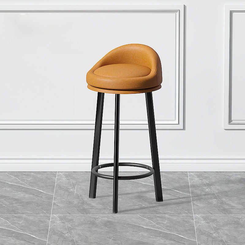 Contemporary Swivel Barstool Matte Finish Upholstered Bar Stools Orange Black 1 Piece Clearhalo 'Bar Furniture' 'Bar Stools' 'bar_stools' 'furn' 'furn_bar_stools' 'Furniture' 'Kitchen & Dining Furniture' 5883943