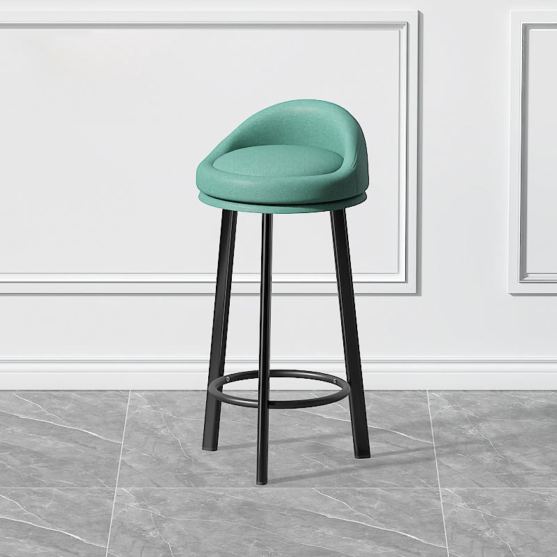Contemporary Swivel Barstool Matte Finish Upholstered Bar Stools Blue Black 1 Piece Clearhalo 'Bar Furniture' 'Bar Stools' 'bar_stools' 'furn' 'furn_bar_stools' 'Furniture' 'Kitchen & Dining Furniture' 5883948