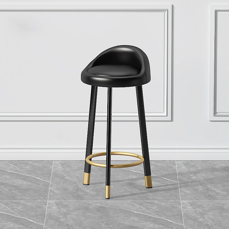 Contemporary Swivel Barstool Matte Finish Upholstered Bar Stools Black Black Gold 1 Piece Clearhalo 'Bar Furniture' 'Bar Stools' 'bar_stools' 'furn' 'furn_bar_stools' 'Furniture' 'Kitchen & Dining Furniture' 5883953