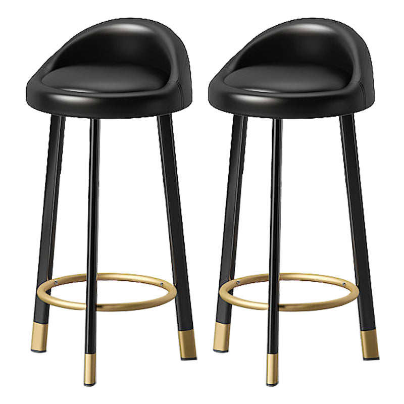 Contemporary Swivel Barstool Matte Finish Upholstered Bar Stools Black Black Gold 2 Piece Set Clearhalo 'Bar Furniture' 'Bar Stools' 'bar_stools' 'furn' 'furn_bar_stools' 'Furniture' 'Kitchen & Dining Furniture' 5883954