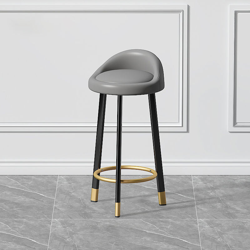 Contemporary Swivel Barstool Matte Finish Upholstered Bar Stools Grey Black Gold 1 Piece Clearhalo 'Bar Furniture' 'Bar Stools' 'bar_stools' 'furn' 'furn_bar_stools' 'Furniture' 'Kitchen & Dining Furniture' 5883958