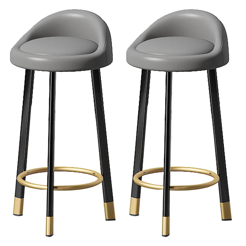 Contemporary Swivel Barstool Matte Finish Upholstered Bar Stools Grey Black Gold 2 Piece Set Clearhalo 'Bar Furniture' 'Bar Stools' 'bar_stools' 'furn' 'furn_bar_stools' 'Furniture' 'Kitchen & Dining Furniture' 5883959