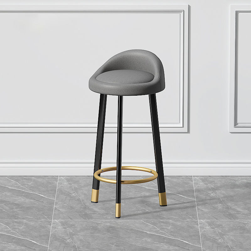 Contemporary Swivel Barstool Matte Finish Upholstered Bar Stools Dark Gray Black Gold 1 Piece Clearhalo 'Bar Furniture' 'Bar Stools' 'bar_stools' 'furn' 'furn_bar_stools' 'Furniture' 'Kitchen & Dining Furniture' 5883963