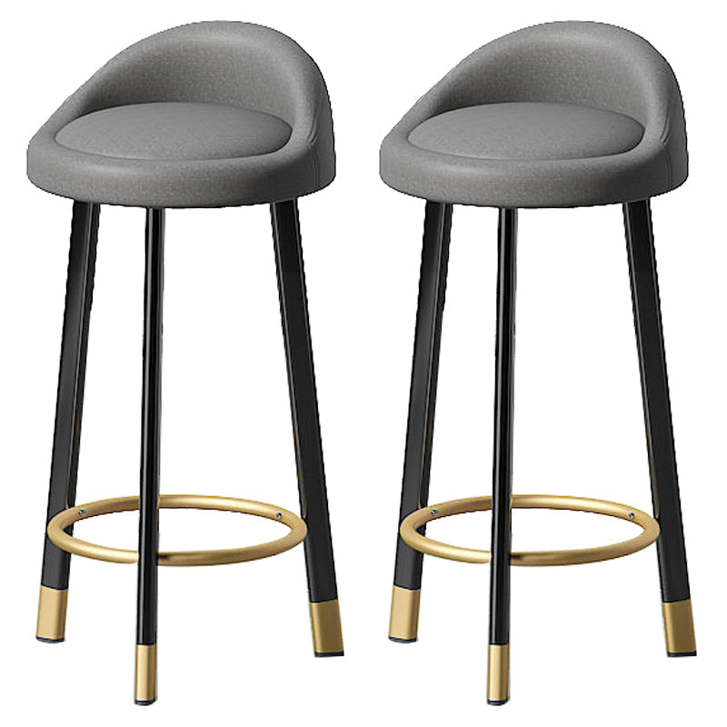Contemporary Swivel Barstool Matte Finish Upholstered Bar Stools Dark Gray Black Gold 2 Piece Set Clearhalo 'Bar Furniture' 'Bar Stools' 'bar_stools' 'furn' 'furn_bar_stools' 'Furniture' 'Kitchen & Dining Furniture' 5883964