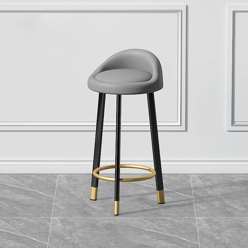 Contemporary Swivel Barstool Matte Finish Upholstered Bar Stools Light Gray Black Gold 1 Piece Clearhalo 'Bar Furniture' 'Bar Stools' 'bar_stools' 'furn' 'furn_bar_stools' 'Furniture' 'Kitchen & Dining Furniture' 5883968