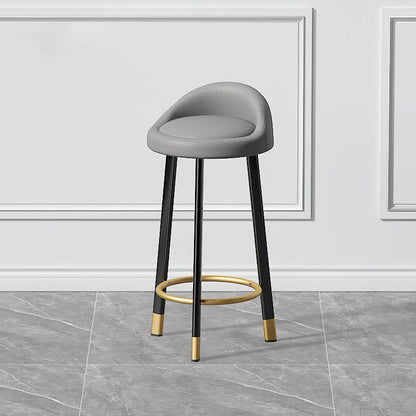 Contemporary Swivel Barstool Matte Finish Upholstered Bar Stools Light Gray Black Gold 1 Piece Clearhalo 'Bar Furniture' 'Bar Stools' 'bar_stools' 'furn' 'furn_bar_stools' 'Furniture' 'Kitchen & Dining Furniture' 5883968
