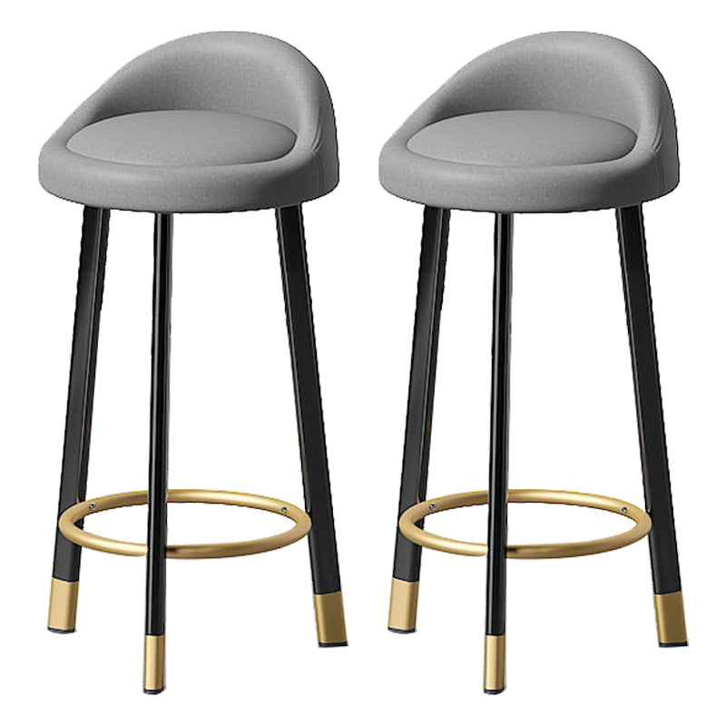 Contemporary Swivel Barstool Matte Finish Upholstered Bar Stools Light Gray Black Gold 2 Piece Set Clearhalo 'Bar Furniture' 'Bar Stools' 'bar_stools' 'furn' 'furn_bar_stools' 'Furniture' 'Kitchen & Dining Furniture' 5883969