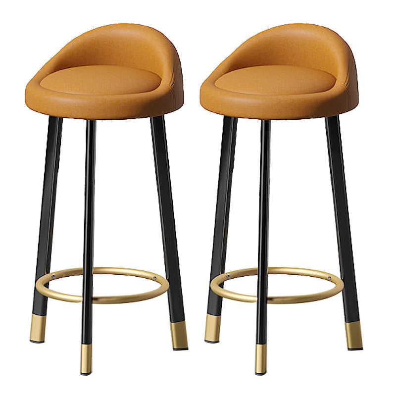 Contemporary Swivel Barstool Matte Finish Upholstered Bar Stools Orange Black Gold 2 Piece Set Clearhalo 'Bar Furniture' 'Bar Stools' 'bar_stools' 'furn' 'furn_bar_stools' 'Furniture' 'Kitchen & Dining Furniture' 5883974