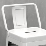 Moderne armloze vierkante bar stoel lage rugbalkruk met metalen benen