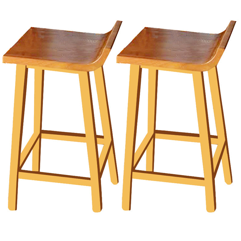 Modern Solid Wood Bar Chair Armless Bar Stool with Wooden Footrest Brown 2 Piece Set Clearhalo 'Bar Furniture' 'Bar Stools' 'bar_stools' 'furn' 'furn_bar_stools' 'Furniture' 'Kitchen & Dining Furniture' 5884058