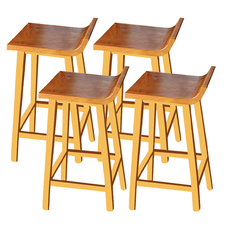 Modern Solid Wood Bar Chair Armless Bar Stool with Wooden Footrest Brown 4 Piece Set Clearhalo 'Bar Furniture' 'Bar Stools' 'bar_stools' 'furn' 'furn_bar_stools' 'Furniture' 'Kitchen & Dining Furniture' 5884059