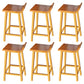 Modern Solid Wood Bar Chair Armless Bar Stool with Wooden Footrest Brown 6 Piece Set Clearhalo 'Bar Furniture' 'Bar Stools' 'bar_stools' 'furn' 'furn_bar_stools' 'Furniture' 'Kitchen & Dining Furniture' 5884061