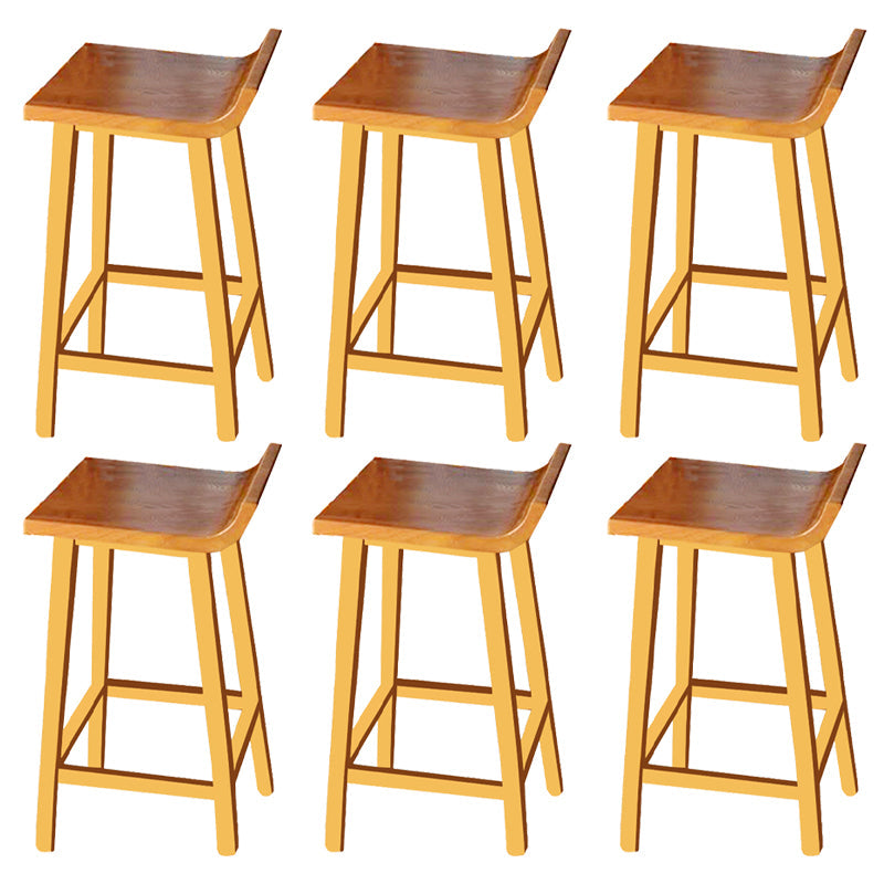Modern Solid Wood Bar Chair Armless Bar Stool with Wooden Footrest Brown 6 Piece Set Clearhalo 'Bar Furniture' 'Bar Stools' 'bar_stools' 'furn' 'furn_bar_stools' 'Furniture' 'Kitchen & Dining Furniture' 5884061