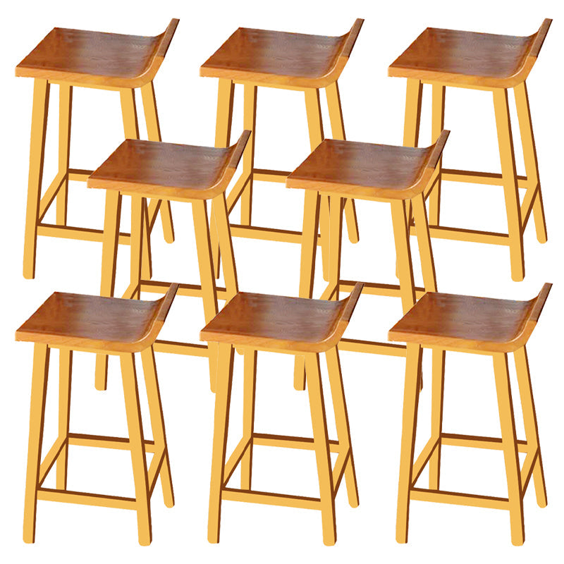 Modern Solid Wood Bar Chair Armless Bar Stool with Wooden Footrest Brown 8 Piece Set Clearhalo 'Bar Furniture' 'Bar Stools' 'bar_stools' 'furn' 'furn_bar_stools' 'Furniture' 'Kitchen & Dining Furniture' 5884063