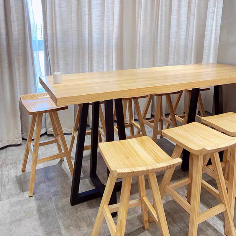 Modern Solid Wood Bar Chair Armless Bar Stool with Wooden Footrest Clearhalo 'Bar Furniture' 'Bar Stools' 'bar_stools' 'furn' 'furn_bar_stools' 'Furniture' 'Kitchen & Dining Furniture' 5884064